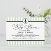 Mint Green Fleur de Lis Frans Baby shower Kaart (Staand voorkant)