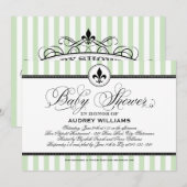 Mint Green Fleur de Lis Frans Baby shower Kaart (Voorkant / Achterkant)