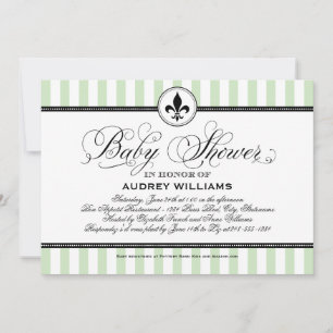 Mint Green Fleur de Lis Frans Baby shower Kaart
