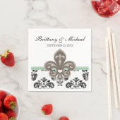 Mint Green Fleur de Lis Wedding Servetten (Insitu)