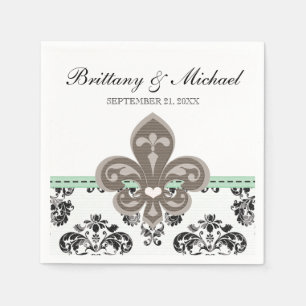 Mint Green Fleur de Lis Wedding Servetten