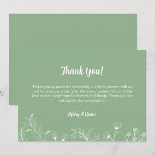 Mint Green Floral Baby shower Bedankkaart