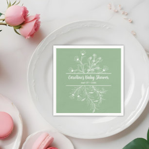 Mint Green Floral  Baby shower Servet