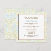 Mint Green Floral Damask Christening Kaart (Voorkant / Achterkant)