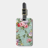  Mint Green Floral Design Bagagelabel (Voorkant verticaal)