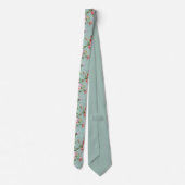  Mint Green Floral Design Stropdas (Achterkant)
