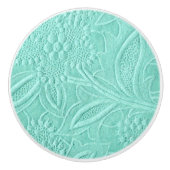 Mint Green Floral Keramische Knop (Voorkant)