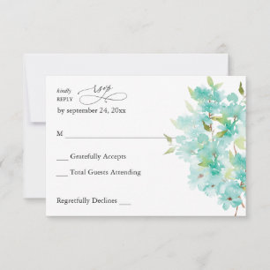 Mint Green Floral no Meal RSVP Kaartje