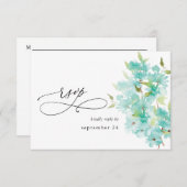 Mint Green Floral op White w Meal RSVP (Voorkant / Achterkant)