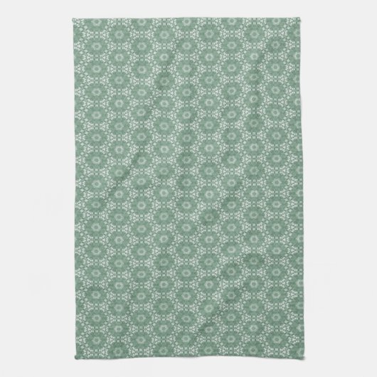 Mint Green Floral Pattern Theedoek (Verticaal)