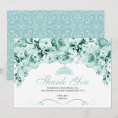 Mint Green Floral Quinceanera Merci (Devant / Derrière)