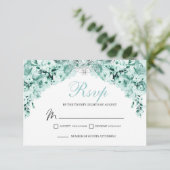 Mint Green Floral RSVP Enclosure Kaart (Staand voorkant)