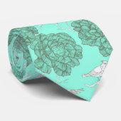 Mint Green  Floral Stropdas (Opgerold)