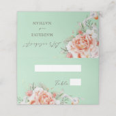 Mint Green & Floral Wedding Place Cards (Buitenkant ongevouwen)