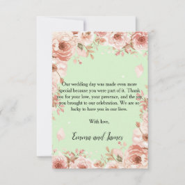 mint Green Floral Wedding Thank You Card Bedankkaart