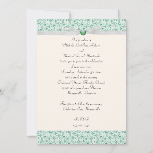 Mint Green Florentine Faire-part de mariage (Devant)