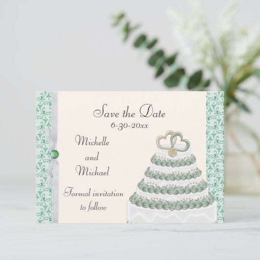 Mint Green Florentine sparen de Datum Save The Date (Staand voorkant)
