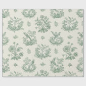 Mint Green French Country Birds and Floral Toile 4 Cadeaupapier (Vlak)