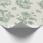 Mint Green French Country Birds and Floral Toile 4 Cadeaupapier (Hoek)