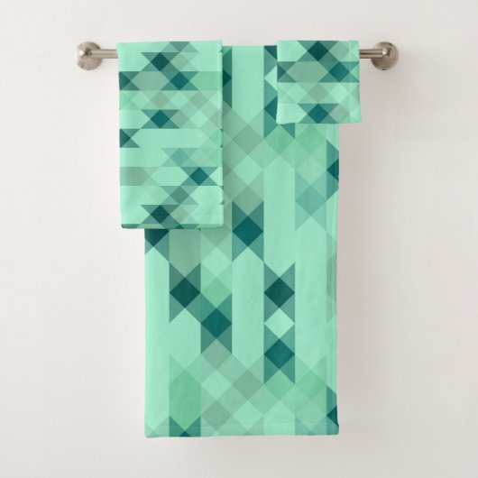mint green geometric bad handdoek (Insitu)