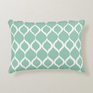 Mint Green Geometric Ikat Tribal Print Patroon Decoratief Kussen