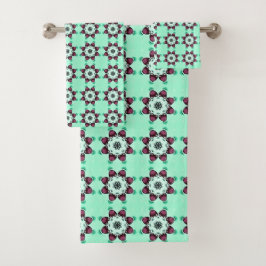 Mint green geometric mandala pattern Towel Bad Handdoek