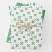 Mint green geometric motif wrapping paper sheets (In situ)