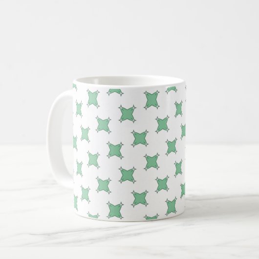 Mint green geometric star motif coffee mug koffiemok (Voorkant links)