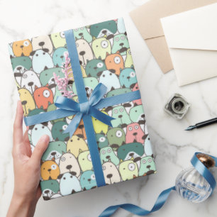 Mint & Green Gestapelde Honden Cadeaupapier