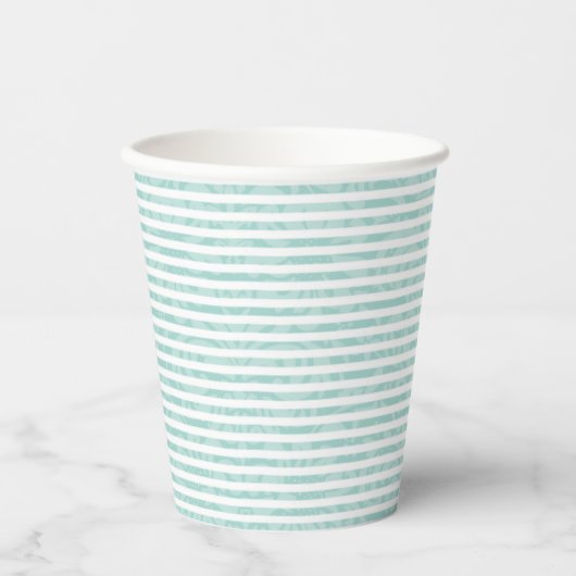 Mint Green Gestreepte Party Cups Papieren Bekers (Voorkant)