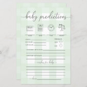 Mint Green Gingham Baby Predictions Game (Voorkant / Achterkant)