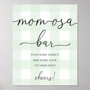 Mint Green Gingham Baby shower Mam-osa Bar Sign Poster