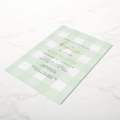 Mint Green Gingham Baptism Gold Foil Invitation Folie Uitnodiging (Gedraaid)