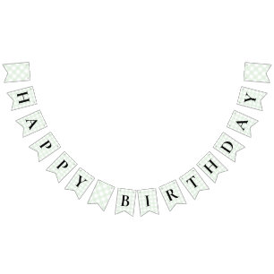 Mint Green Gingham Birthday Bunting Flag Banner