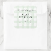 Mint Green Gingham Bookplate Sticker (Tas)