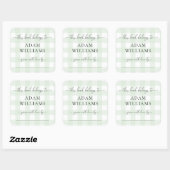 Mint Green Gingham Bookplate Sticker (Vel)