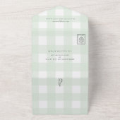 Mint Green Gingham Bunny Rabbit Baby shower All In One Uitnodiging (Buitenkant)