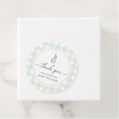 Mint Green Gingham Bunny Rabbit Baby shower Bedankjes Labels (In situ)
