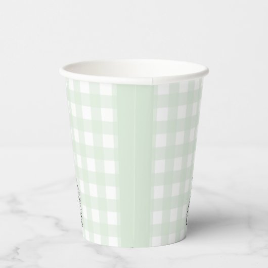 Mint Green Gingham Bunny Rabbit Paper cup Papieren Bekers (Rechts)