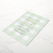 Mint Green Gingham Christening Folie Uitnodiging (Gedraaid)