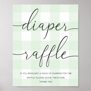 Mint Green Gingham Diaper Poster Raffle