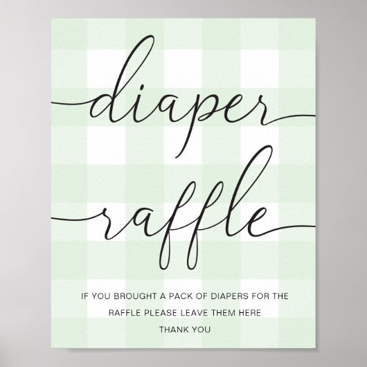Mint Green Gingham Diaper Poster Raffle (Voorkant)