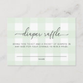 Mint Green Gingham Diaper Raffle Ticket Informatiekaartje (Voorkant)