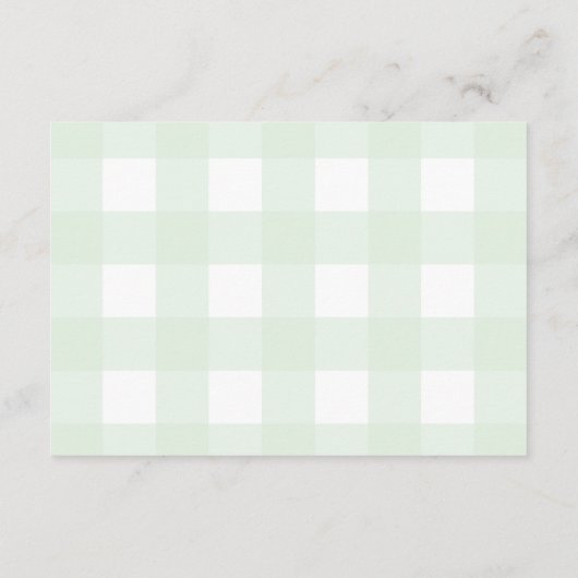 Mint Green Gingham Diaper Raffle Ticket Informatiekaartje (Achterkant)