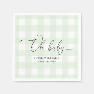 Mint Green Gingham Oh Baby Paper Napkin Servet