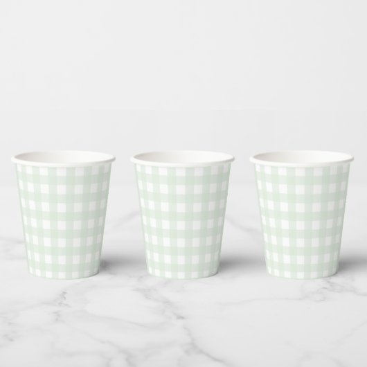 Mint Green Gingham Paper cup Papieren Bekers (Multi)