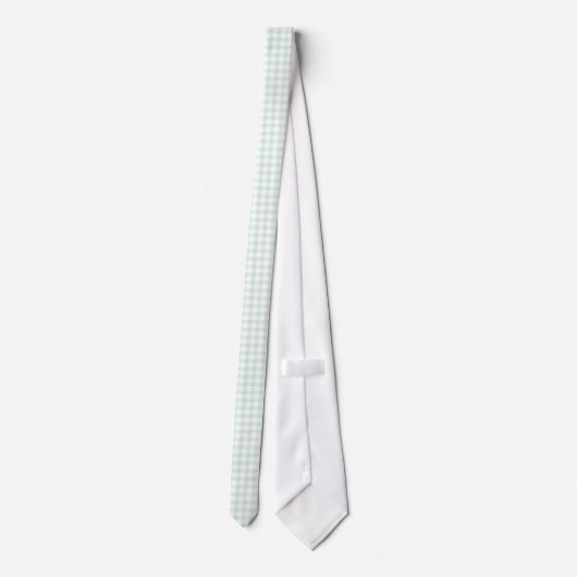 Mint Green Gingham Pattern-Stropdassen voor mannen Stropdas (Achterkant)
