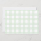 Mint Green Gingham Photo Baptism Invitation Kaart (Achterkant)