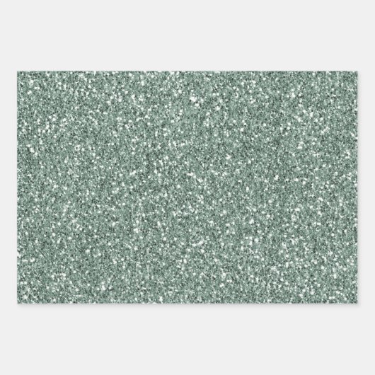 Mint Green Glam Gold Sparkle Glitter Inpakpapier Vel (Voorkant 3)