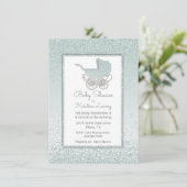 Mint Green Glitter Baby shower Invitation Kaart (Staand voorkant)
